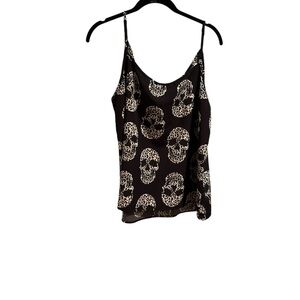 Edgy Leopard Skull Print Black Tank Top